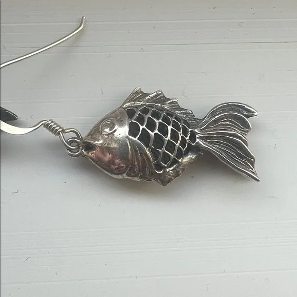 Silver Fish Earrings - Picture 2 of 3